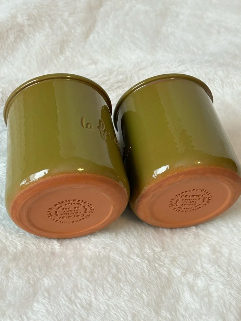glazed terracotta yogurt pots, specifically the Olive Green set of 2